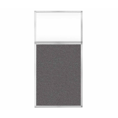 Versare Hush Panel Configurable Cubicle Partition 3' x 6' W/ Window Charcoal Gray Fabric Clear Window 1852307-2